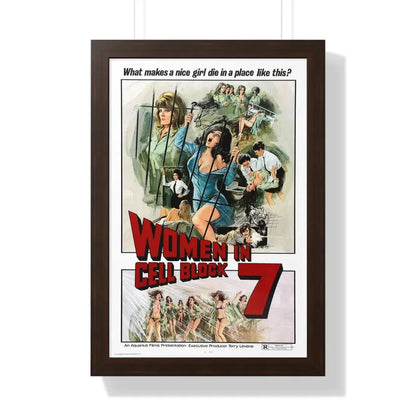 WOMEN IN CELLBLOCK 7 1973 - Framed Movie Poster 16″ x 24″ Walnut - The Sticker Space
