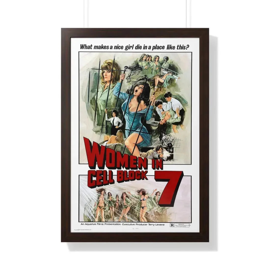 WOMEN IN CELLBLOCK 7 1973 - Framed Movie Poster 20" x 30" Walnut - The Sticker Space