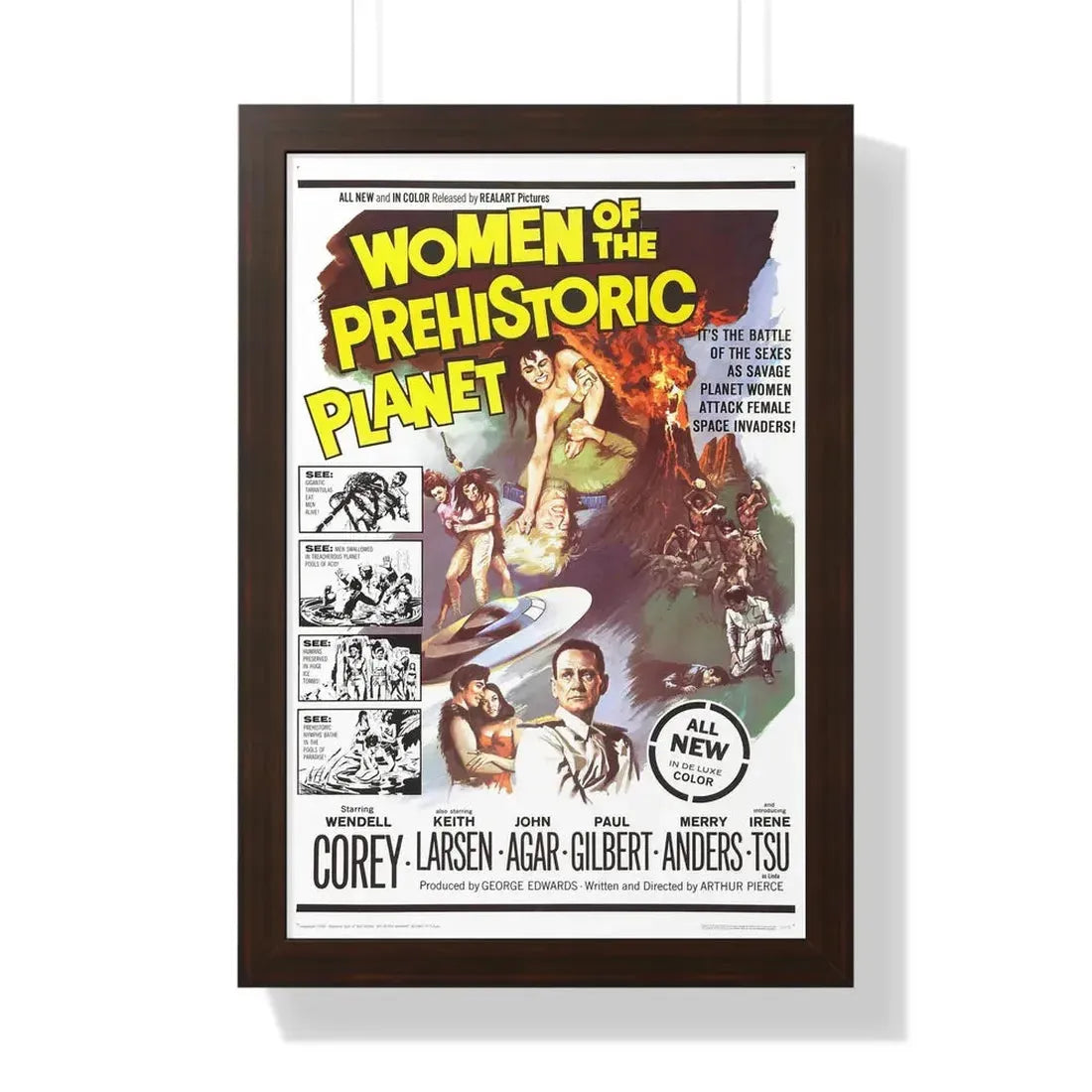 WOMEN OF THE PREHISTORIC PLANET 1966 - Framed Movie Poster 16″ x 24″ Walnut - The Sticker Space