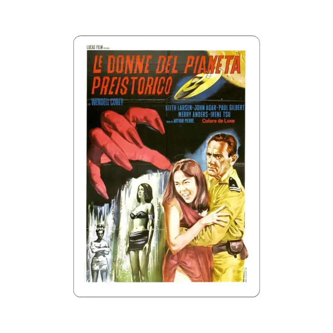 WOMEN OF THE PREHISTORIC PLANET (ITALIAN) 1966 Movie Poster - STICKER Vinyl Kiss-Cut Decal 3 Inch White - The Sticker Space