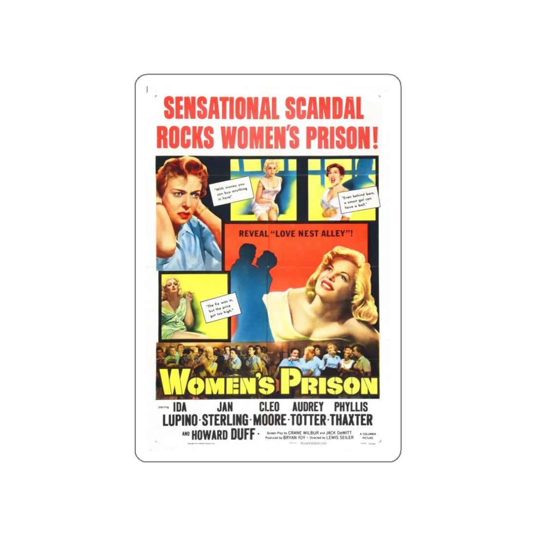WOMEN'S PRISON 1955 Movie Poster STICKER Vinyl Die-Cut Decal 3 Inch - The Sticker Space