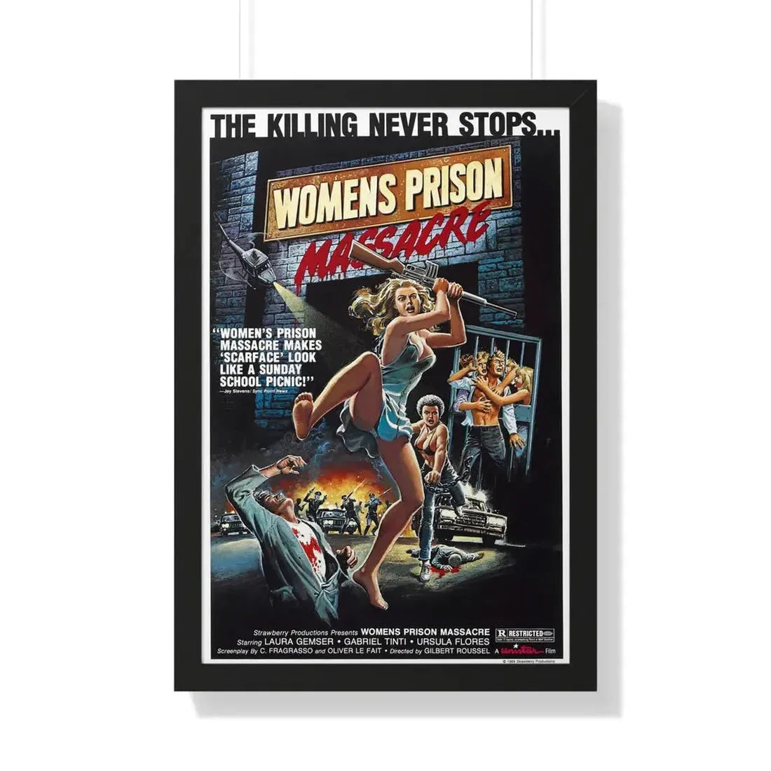 WOMEN'S PRISON MASSACRE 1983 - Framed Movie Poster 20" x 30" Black - The Sticker Space