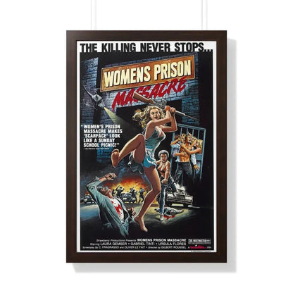 WOMEN'S PRISON MASSACRE 1983 - Framed Movie Poster 20" x 30" Walnut - The Sticker Space
