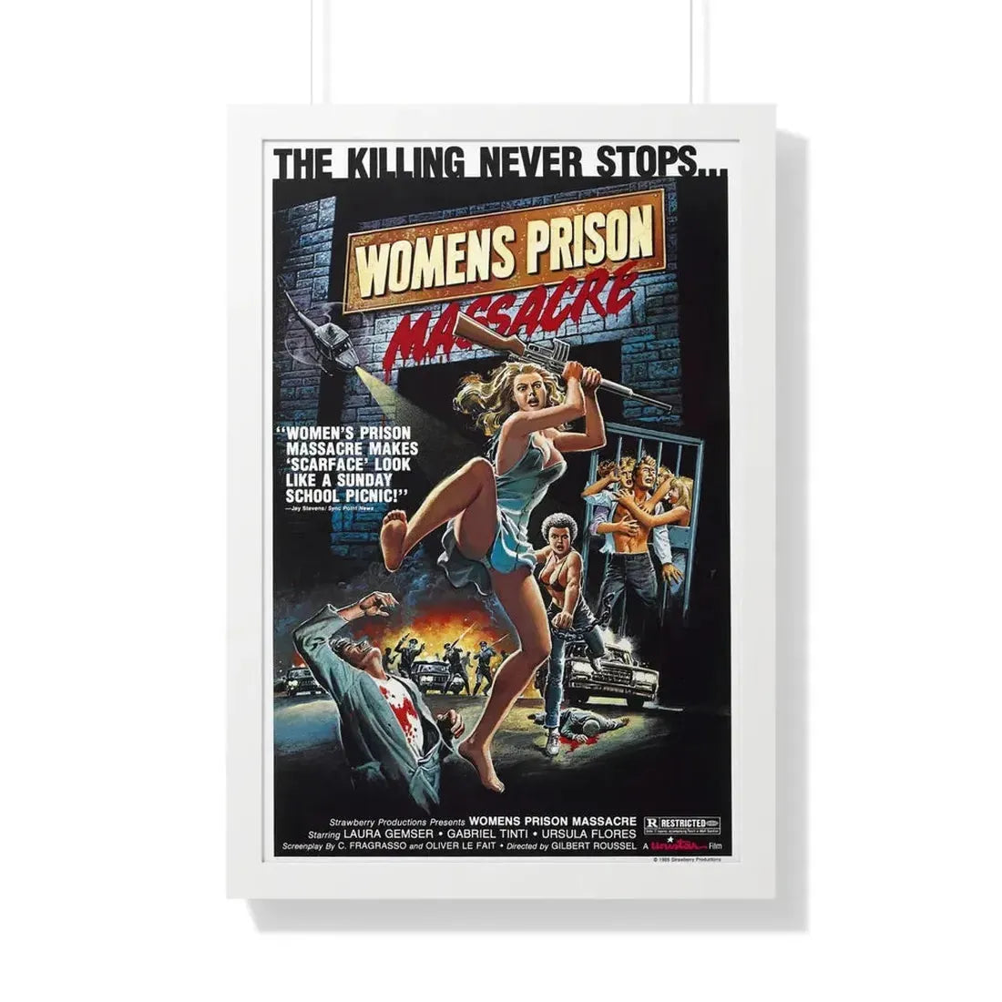 WOMEN'S PRISON MASSACRE 1983 - Framed Movie Poster 20" x 30" White - The Sticker Space