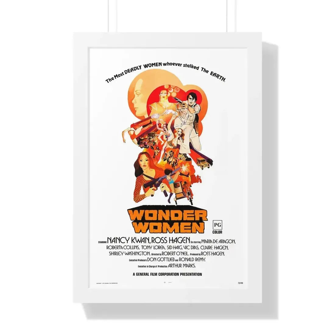 WONDER WOMEN 1973 - Framed Movie Poster 16″ x 24″ White - The Sticker Space