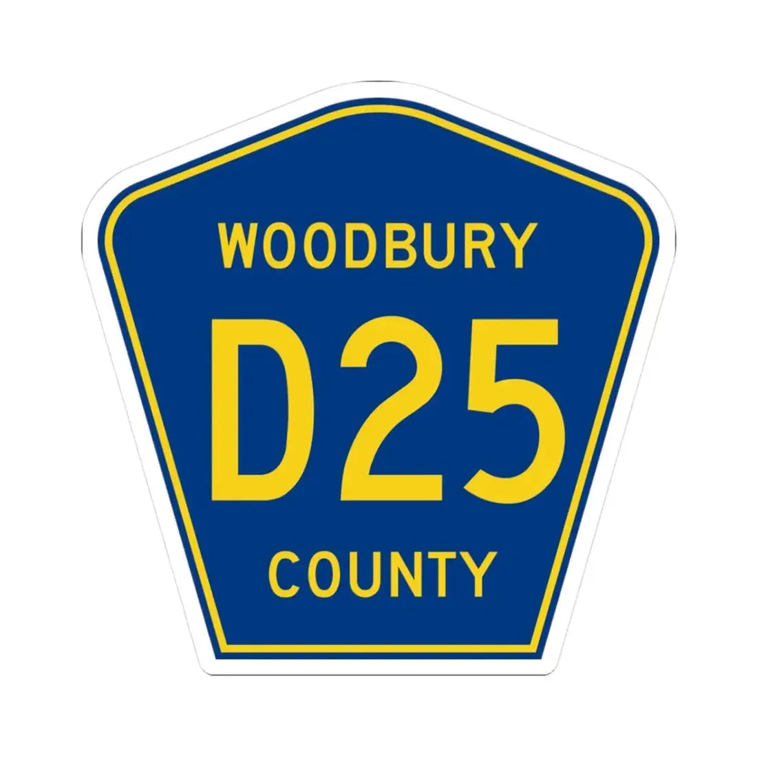 Woodbury County Route D25 IA (Iowa) (Road Sign) STICKER Vinyl Kiss-Cut Decal 3 Inch White - The Sticker Space
