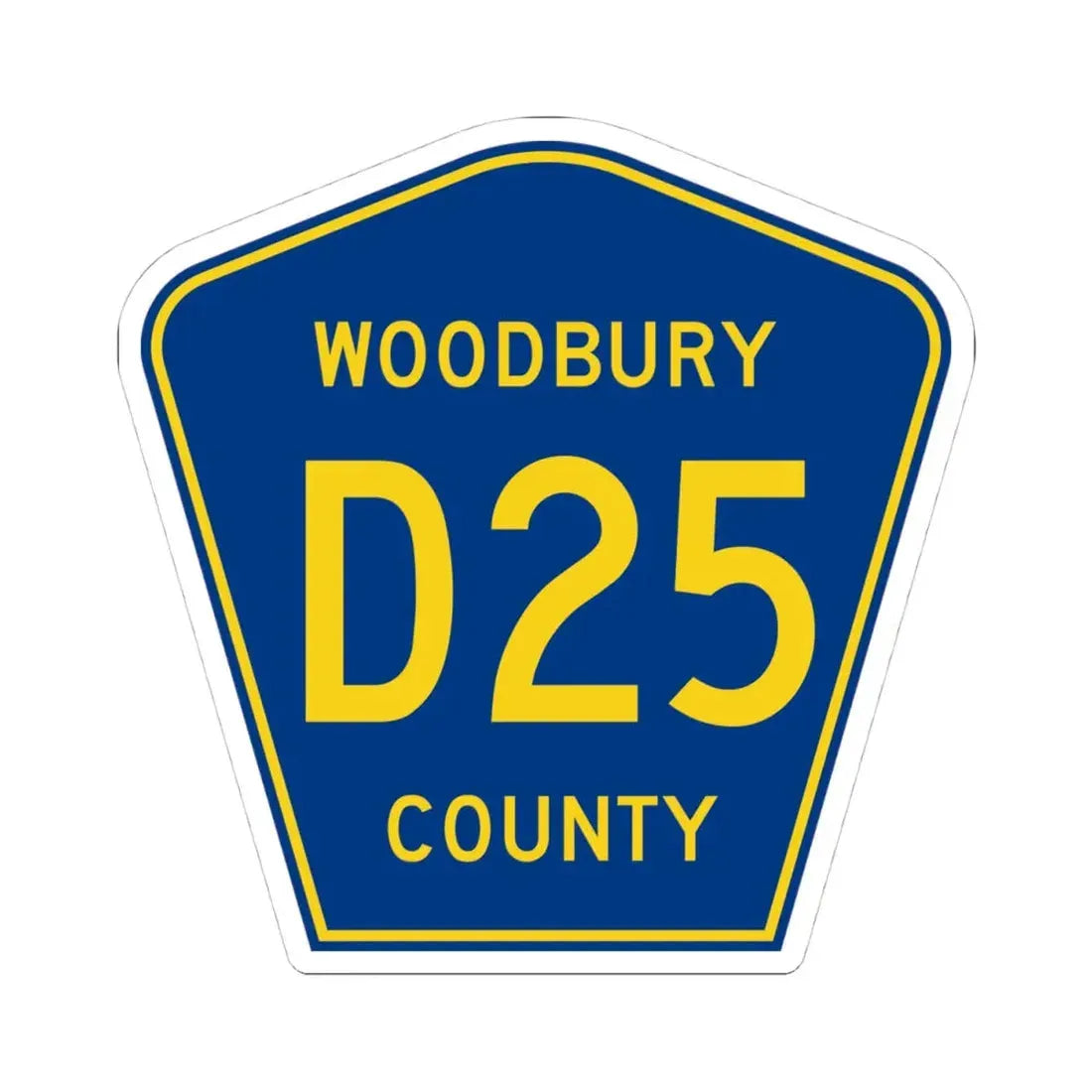 Woodbury County Route D25 IA (Iowa) (Road Sign) STICKER Vinyl Kiss-Cut Decal 4 Inch White - The Sticker Space