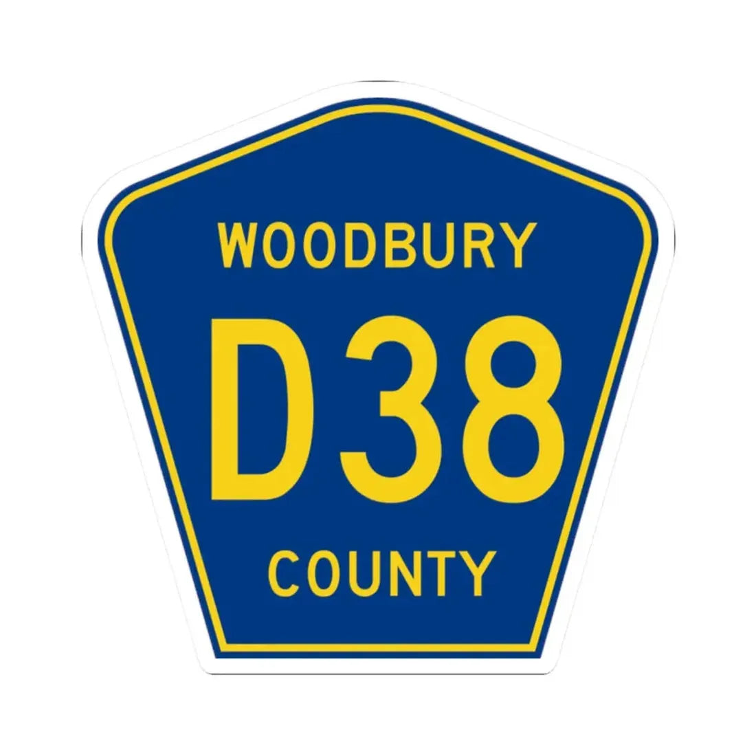 Woodbury County Route D38 IA (Iowa) (Road Sign) STICKER Vinyl Kiss-Cut Decal 2 Inch White - The Sticker Space