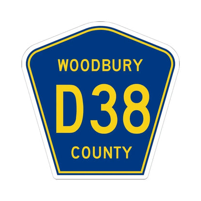 Woodbury County Route D38 IA (Iowa) (Road Sign) STICKER Vinyl Kiss-Cut Decal 6 Inch White - The Sticker Space
