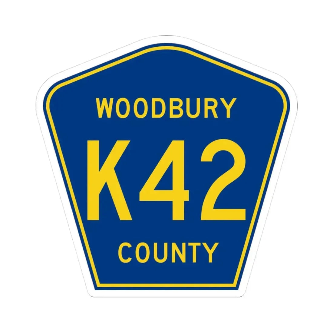 Woodbury County Route K42 IA (Iowa) (Road Sign) STICKER Vinyl Kiss-Cut Decal 3 Inch White - The Sticker Space