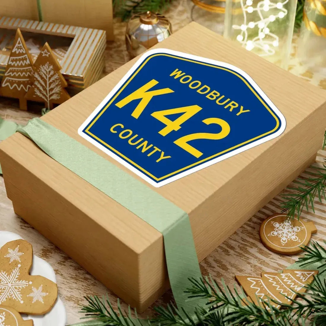 Woodbury County Route K42 IA (Iowa) (Road Sign) STICKER Vinyl Kiss-Cut Decal - The Sticker Space