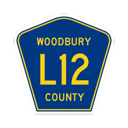 Woodbury County Route L12 IA (Iowa) (Road Sign) STICKER Vinyl Kiss-Cut Decal 3 Inch White - The Sticker Space