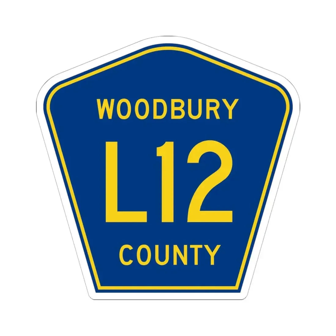 Woodbury County Route L12 IA (Iowa) (Road Sign) STICKER Vinyl Kiss-Cut Decal 6 Inch White - The Sticker Space