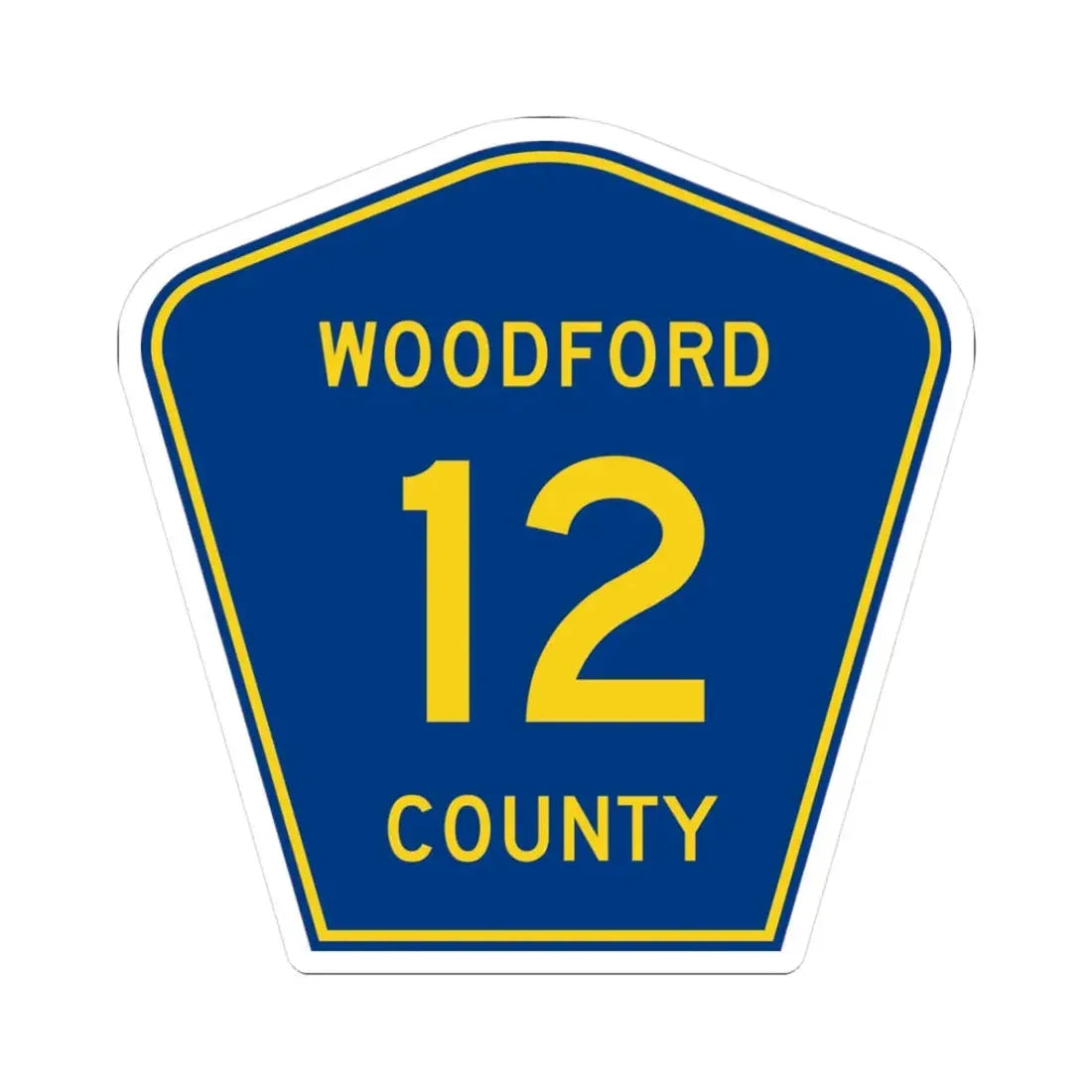 Woodford County 12 (Illinois) (Road Sign) STICKER Vinyl Kiss-Cut Decal 3 Inch White - The Sticker Space