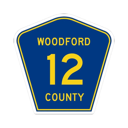 Woodford County 12 (Illinois) (Road Sign) STICKER Vinyl Kiss-Cut Decal 3 Inch White - The Sticker Space