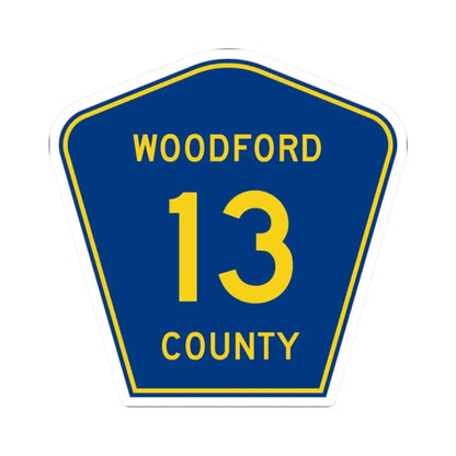 Woodford County 13 (Illinois) (Road Sign) STICKER Vinyl Kiss-Cut Decal 2 Inch White - The Sticker Space