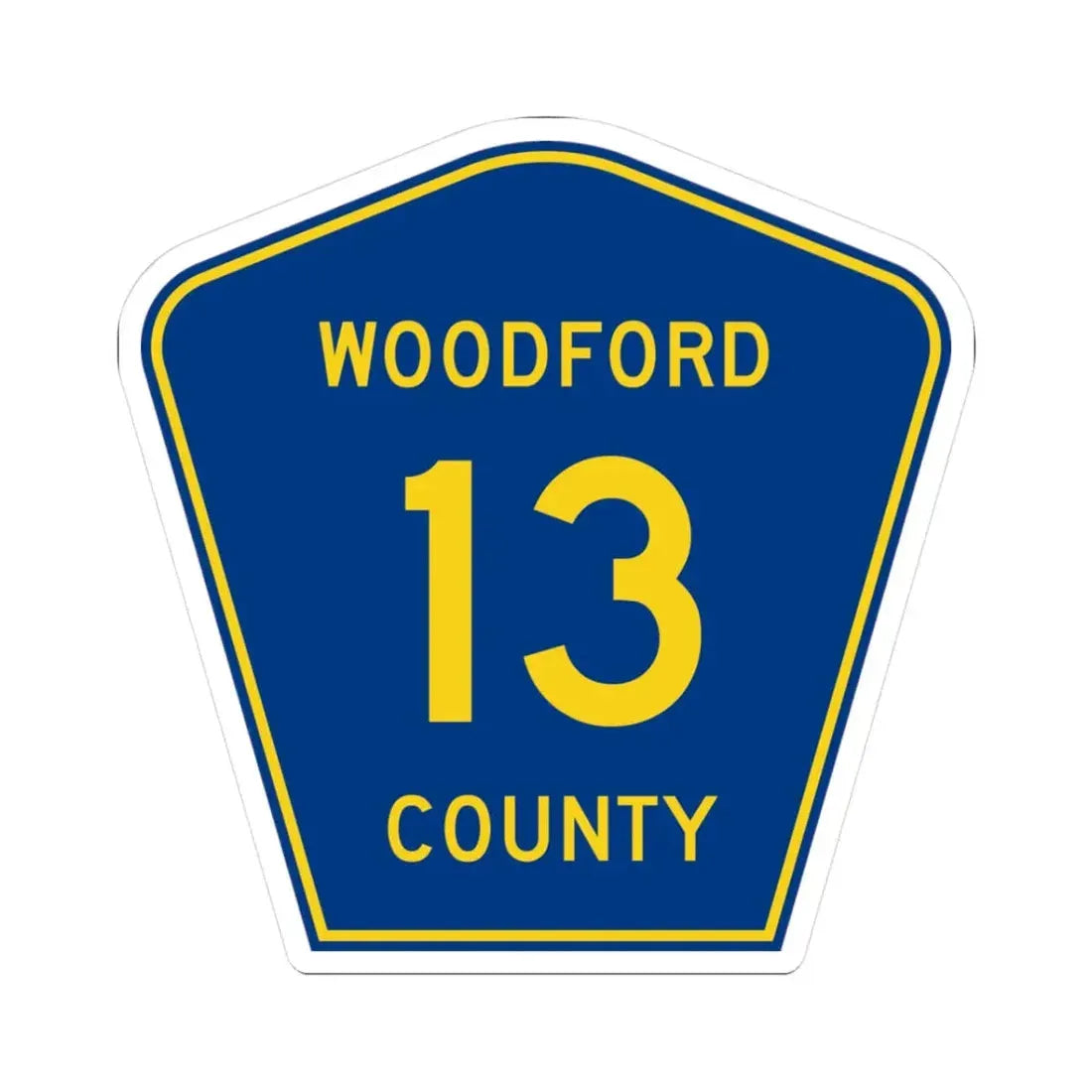 Woodford County 13 (Illinois) (Road Sign) STICKER Vinyl Kiss-Cut Decal 3 Inch White - The Sticker Space