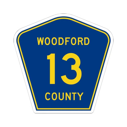Woodford County 13 (Illinois) (Road Sign) STICKER Vinyl Kiss-Cut Decal 6 Inch White - The Sticker Space
