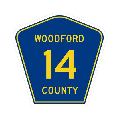 Woodford County 14 (Illinois) (Road Sign) STICKER Vinyl Kiss-Cut Decal 3 Inch White - The Sticker Space