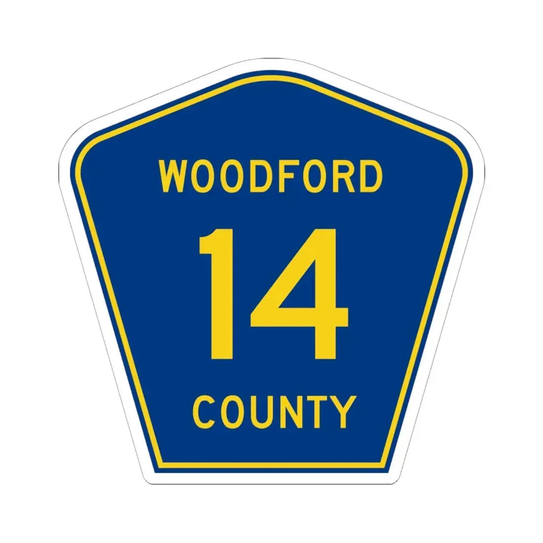 Woodford County 14 (Illinois) (Road Sign) STICKER Vinyl Kiss-Cut Decal 6 Inch White - The Sticker Space