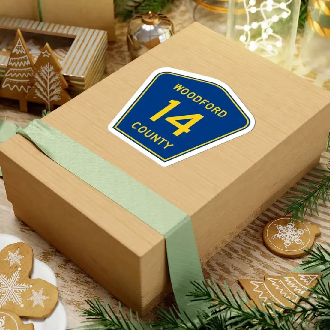 Woodford County 14 (Illinois) (Road Sign) STICKER Vinyl Kiss-Cut Decal - The Sticker Space