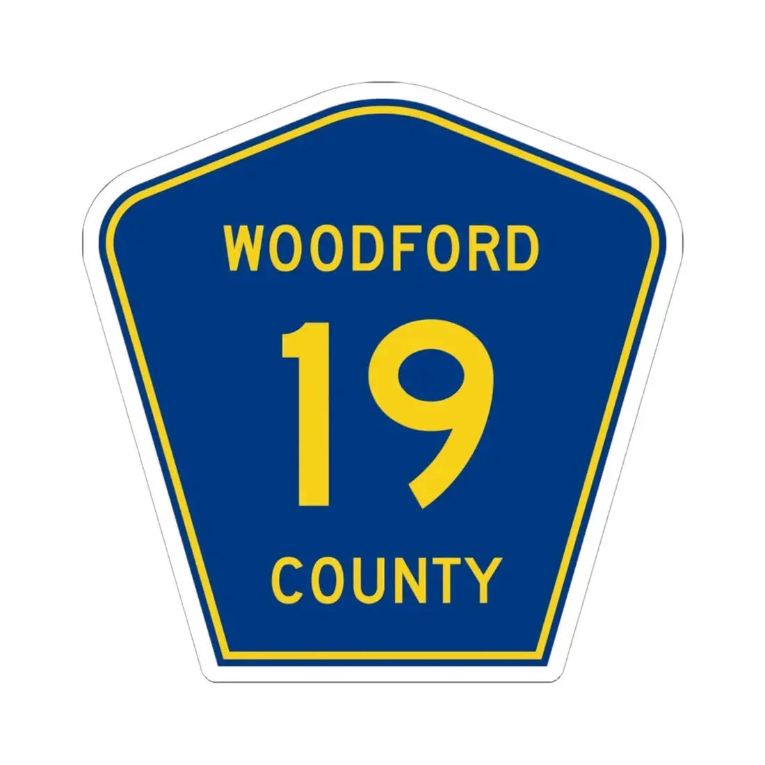 Woodford County 19 (Illinois) (Road Sign) STICKER Vinyl Kiss-Cut Decal 6 Inch White - The Sticker Space