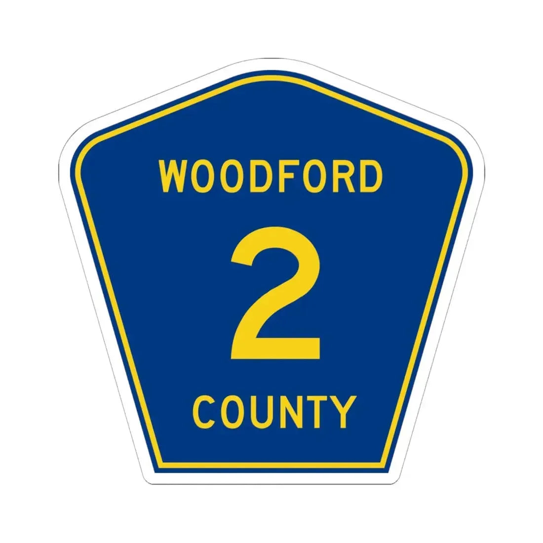 Woodford County 2 (Illinois) (Road Sign) STICKER Vinyl Kiss-Cut Decal 6 Inch White - The Sticker Space