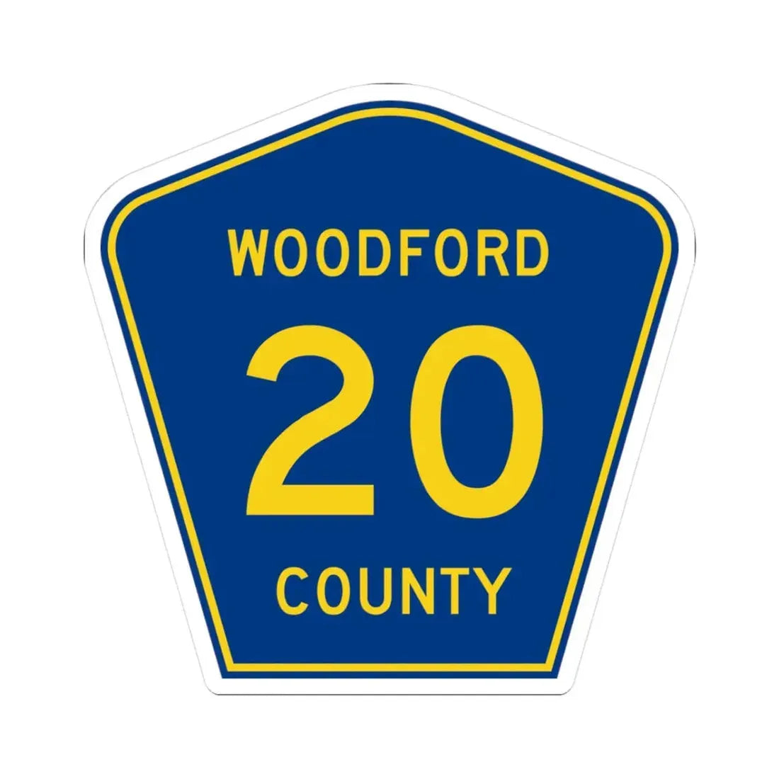 Woodford County 20 (Illinois) (Road Sign) STICKER Vinyl Kiss-Cut Decal 3 Inch White - The Sticker Space