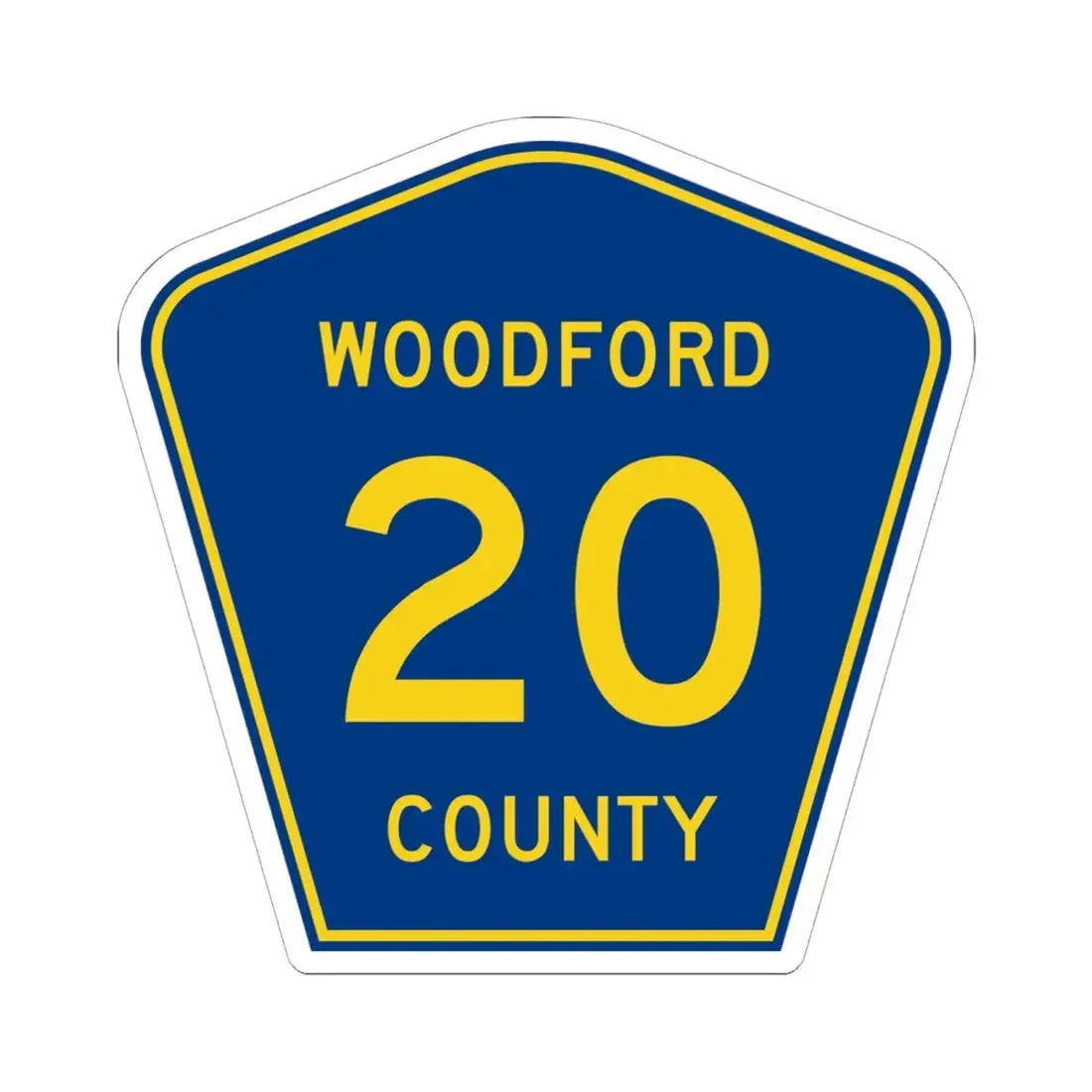 Woodford County 20 (Illinois) (Road Sign) STICKER Vinyl Kiss-Cut Decal 6 Inch White - The Sticker Space