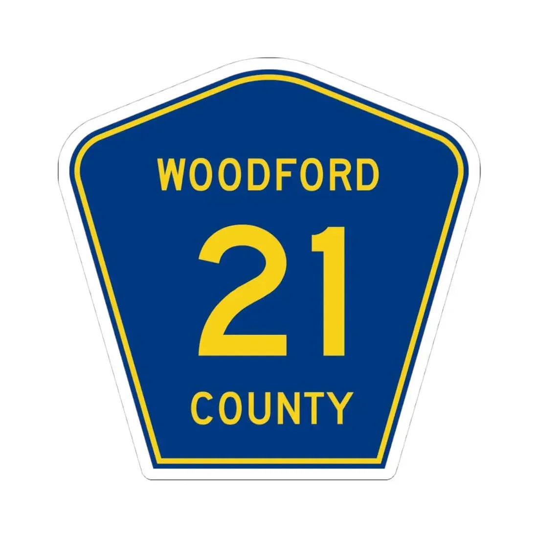Woodford County 21 (Illinois) (Road Sign) STICKER Vinyl Kiss-Cut Decal 4 Inch White - The Sticker Space