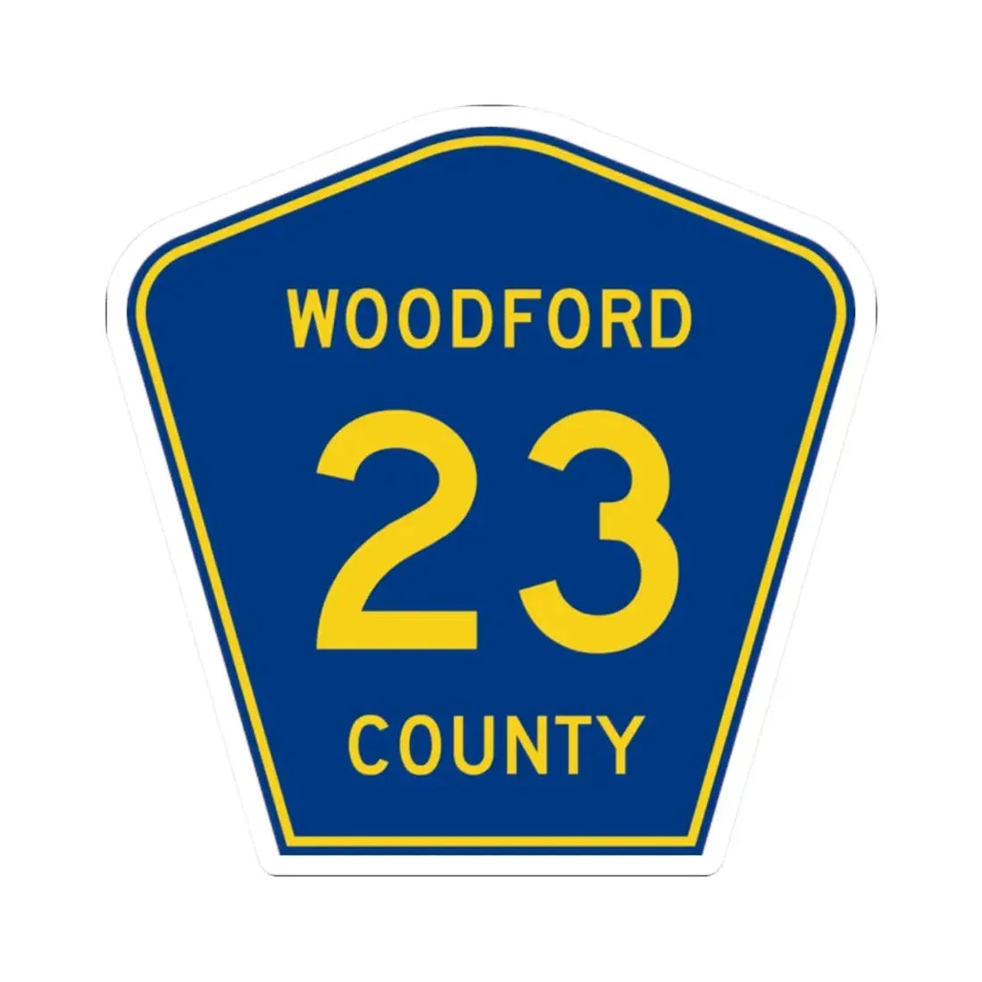 Woodford County 23 (Illinois) (Road Sign) STICKER Vinyl Kiss-Cut Decal 2 Inch White - The Sticker Space
