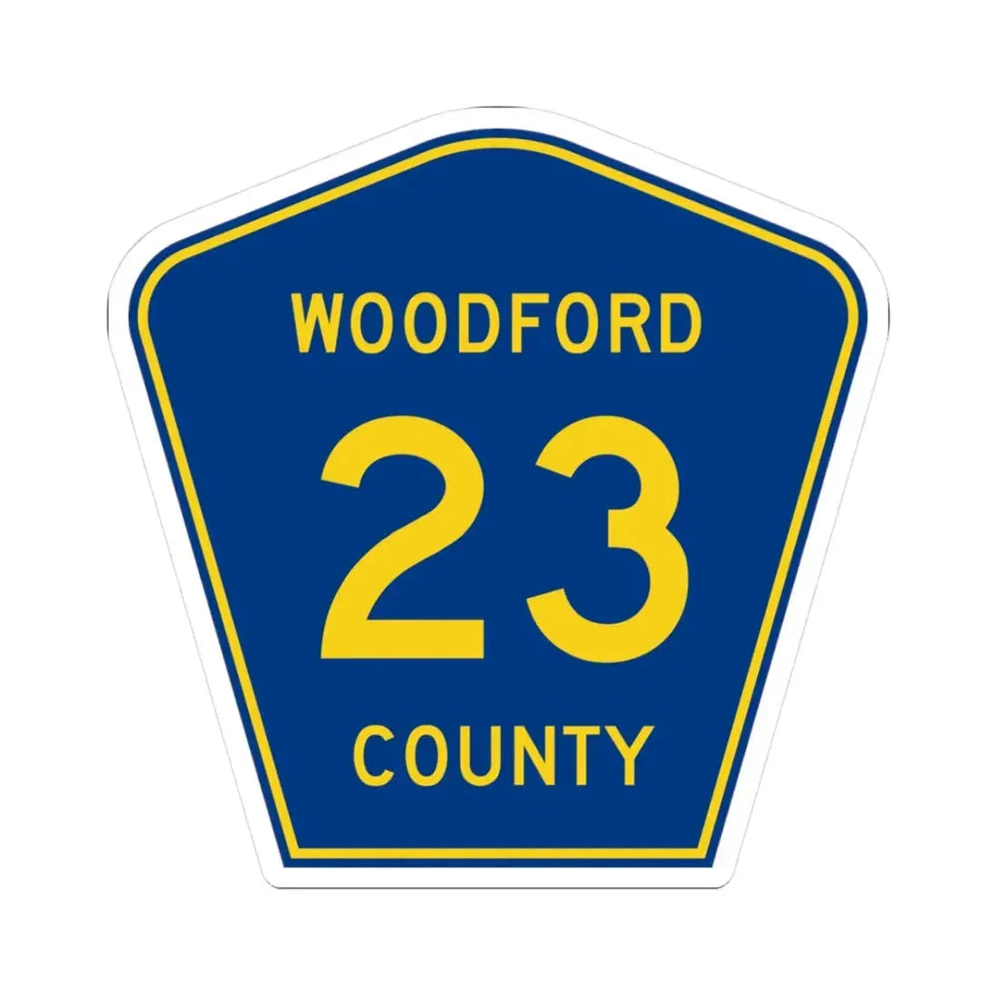 Woodford County 23 (Illinois) (Road Sign) STICKER Vinyl Kiss-Cut Decal 3 Inch White - The Sticker Space