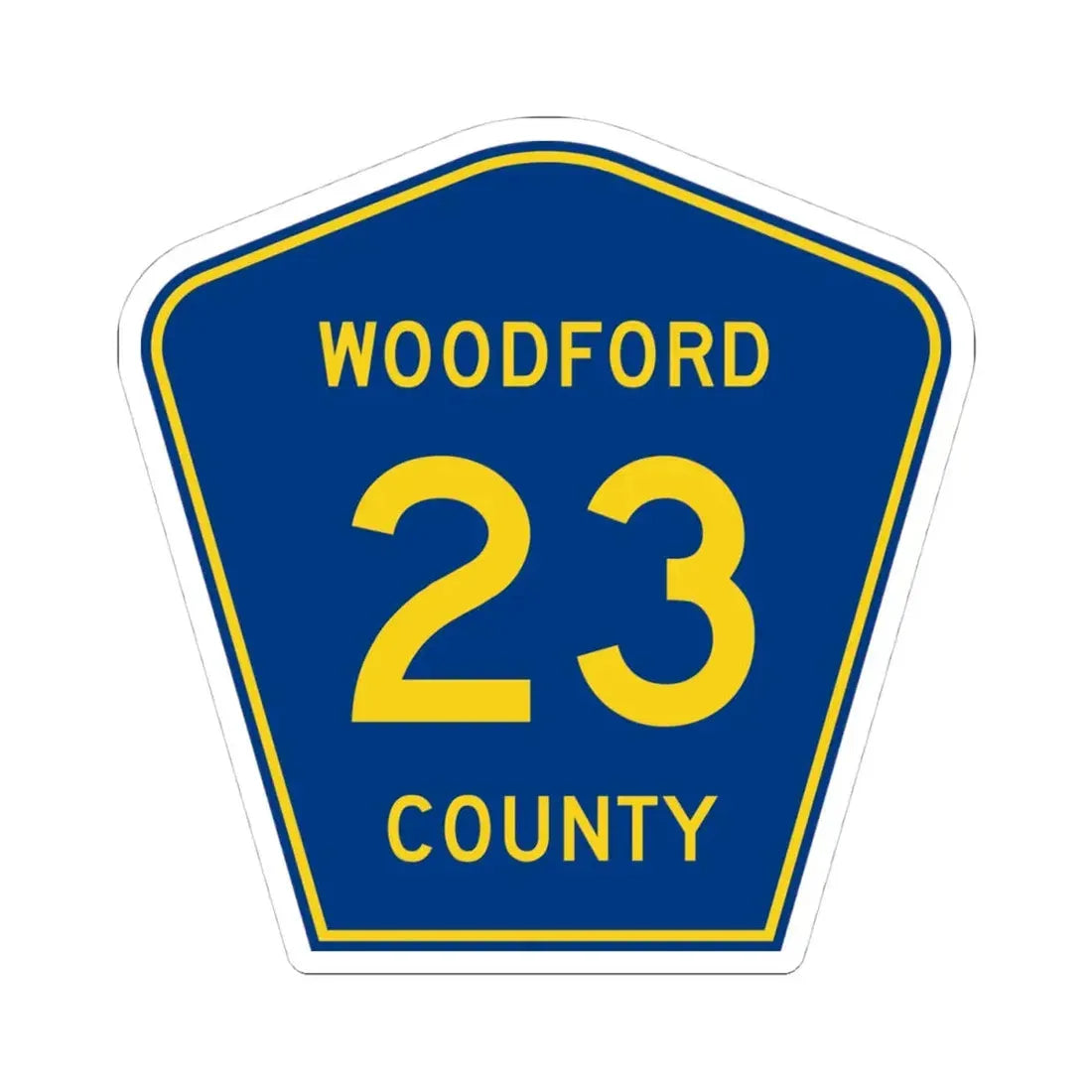 Woodford County 23 (Illinois) (Road Sign) STICKER Vinyl Kiss-Cut Decal 4 Inch White - The Sticker Space