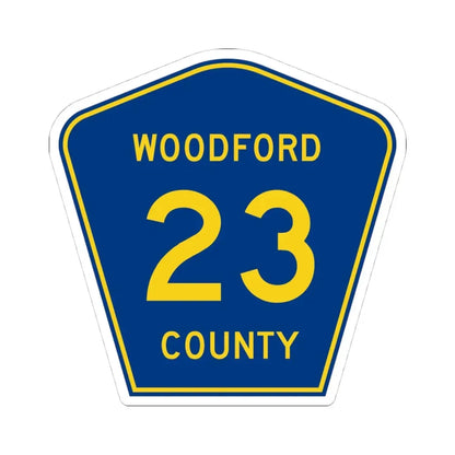 Woodford County 23 (Illinois) (Road Sign) STICKER Vinyl Kiss-Cut Decal 4 Inch White - The Sticker Space