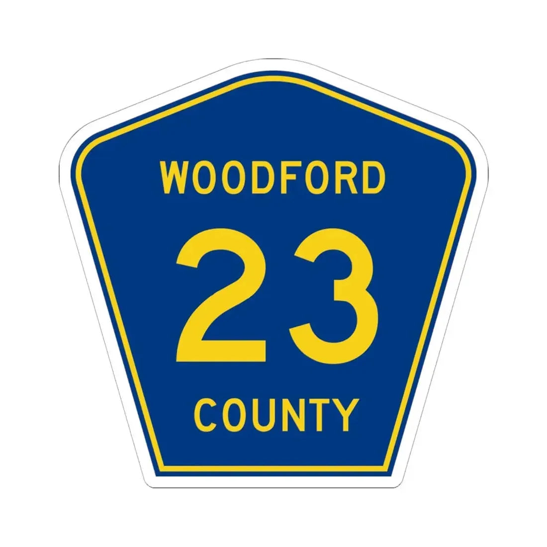 Woodford County 23 (Illinois) (Road Sign) STICKER Vinyl Kiss-Cut Decal 6 Inch White - The Sticker Space