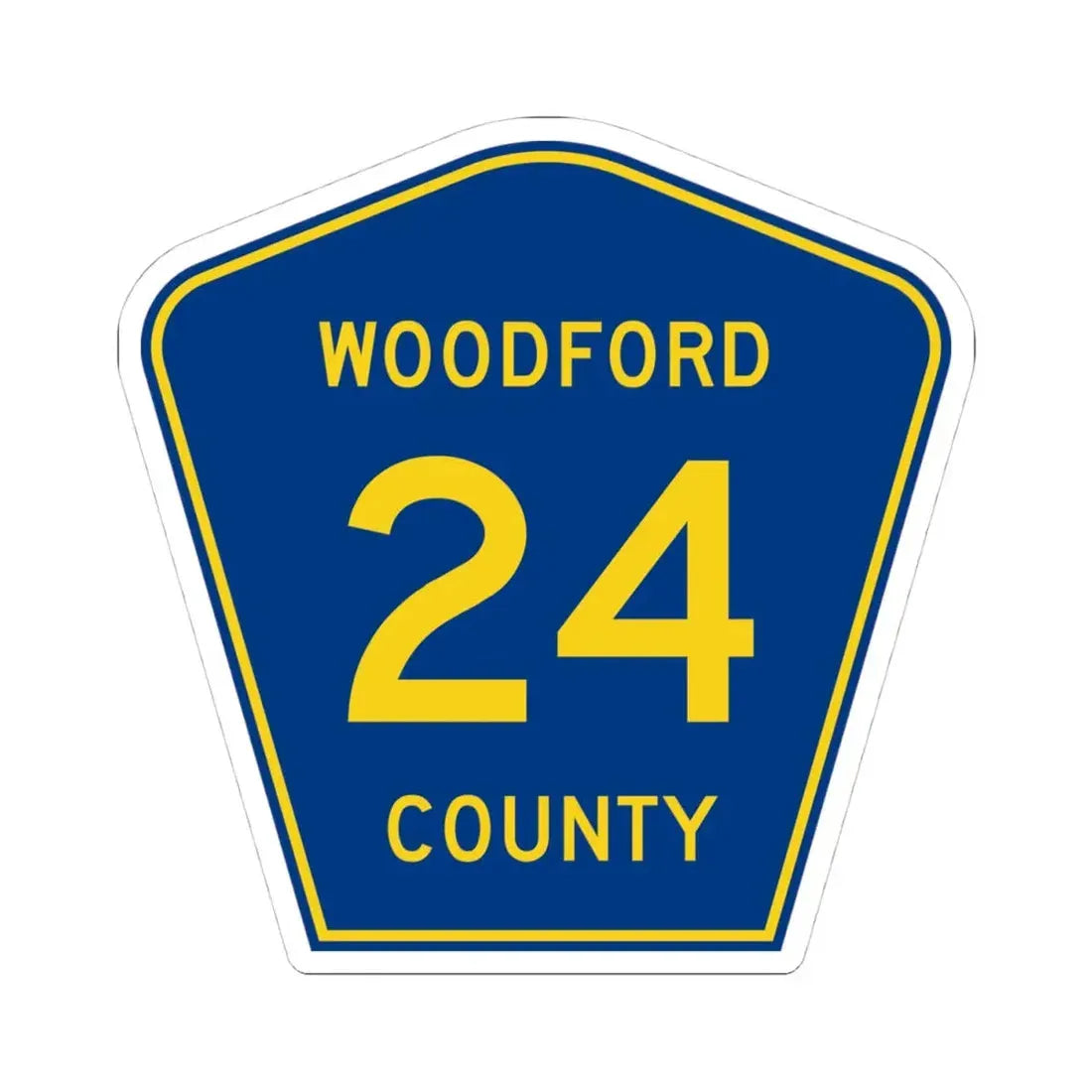 Woodford County 24 (Illinois) (Road Sign) STICKER Vinyl Kiss-Cut Decal 4 Inch White - The Sticker Space