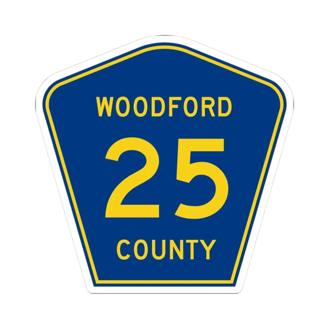 Woodford County 25 (Illinois) (Road Sign) STICKER Vinyl Kiss-Cut Decal 3 Inch White - The Sticker Space