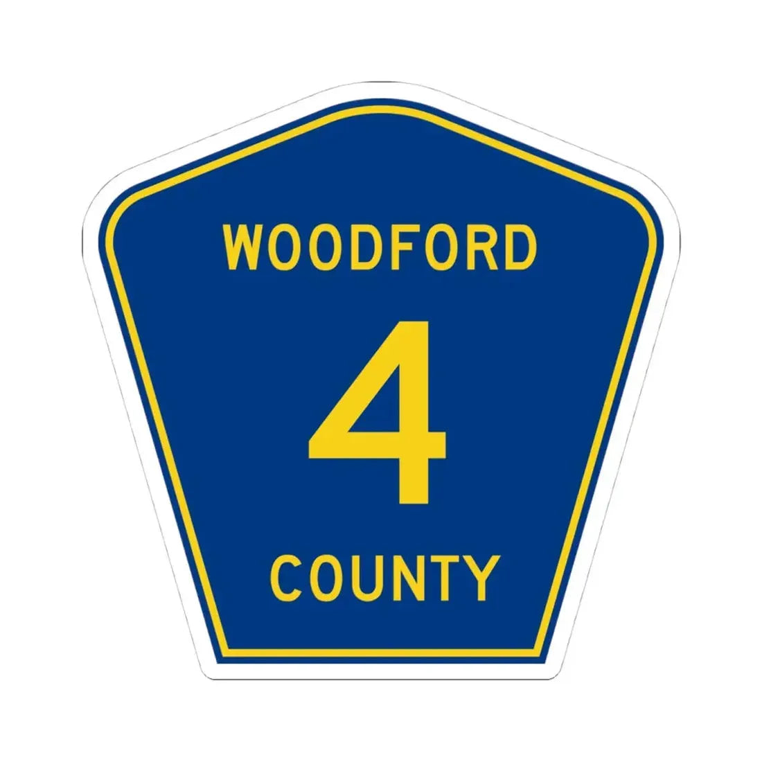 Woodford County 4 (Illinois) (Road Sign) STICKER Vinyl Kiss-Cut Decal 4 Inch White - The Sticker Space