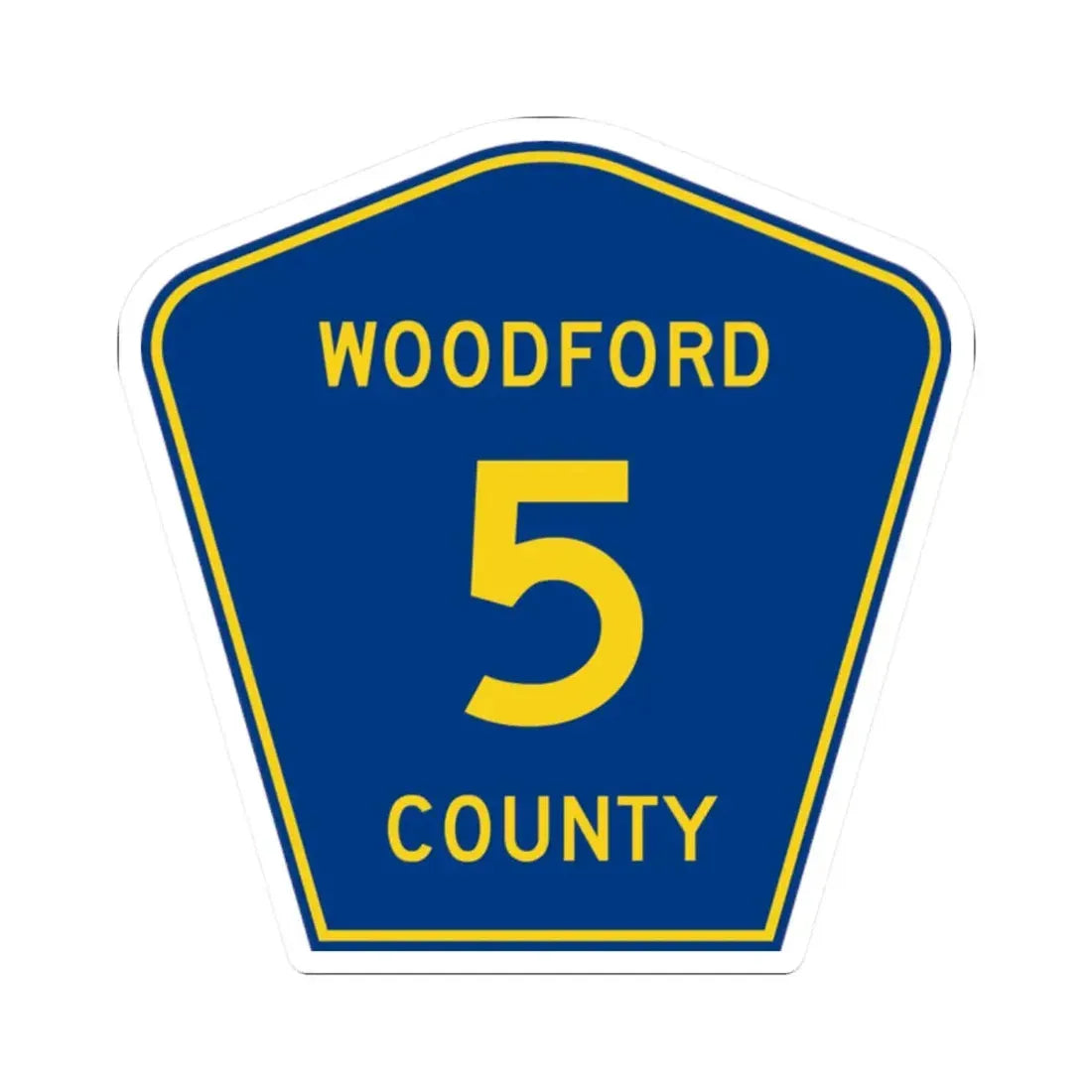 Woodford County 5 (Illinois) (Road Sign) STICKER Vinyl Kiss-Cut Decal 2 Inch White - The Sticker Space