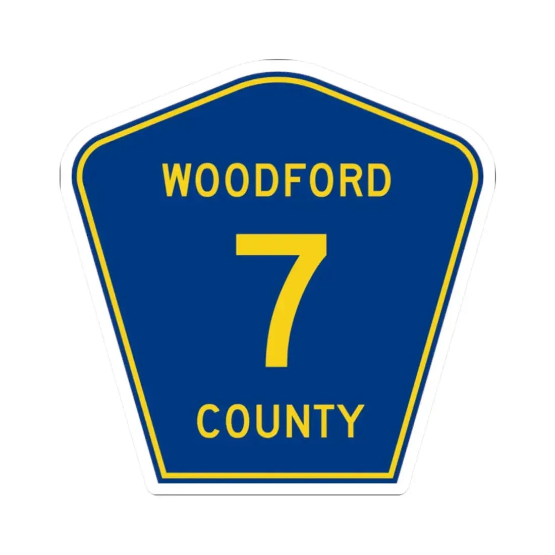 Woodford County 7 (Illinois) (Road Sign) STICKER Vinyl Kiss-Cut Decal 2 Inch White - The Sticker Space