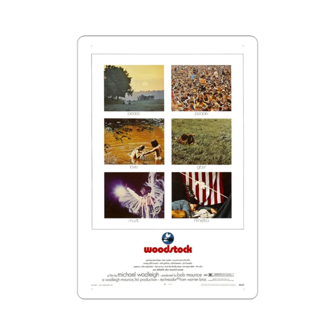 Woodstock 1970 Movie Poster STICKER Vinyl Die-Cut Decal 2 Inch - The Sticker Space
