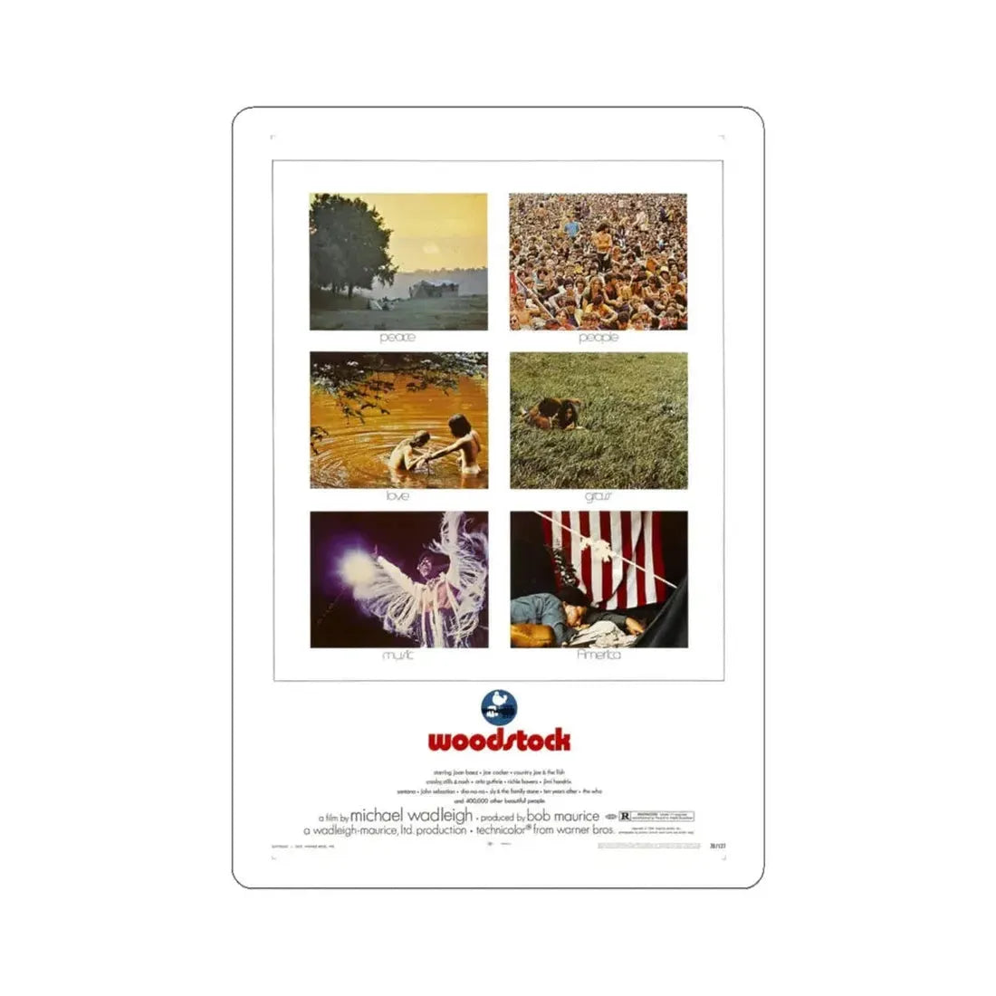 Woodstock 1970 Movie Poster - STICKER Vinyl Kiss-Cut Decal 6 Inch White - The Sticker Space