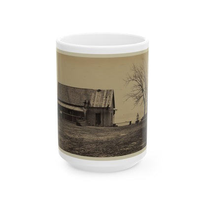 Workers Constructing A Wood Building (U.S. Civil War) White Coffee Mug-15oz-The Sticker Space