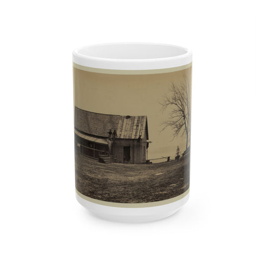 Workers Constructing A Wood Building (U.S. Civil War) White Coffee Mug