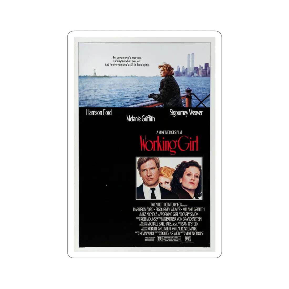 Working Girl 1988 Movie Poster STICKER Vinyl Die-Cut Decal 6 Inch - The Sticker Space