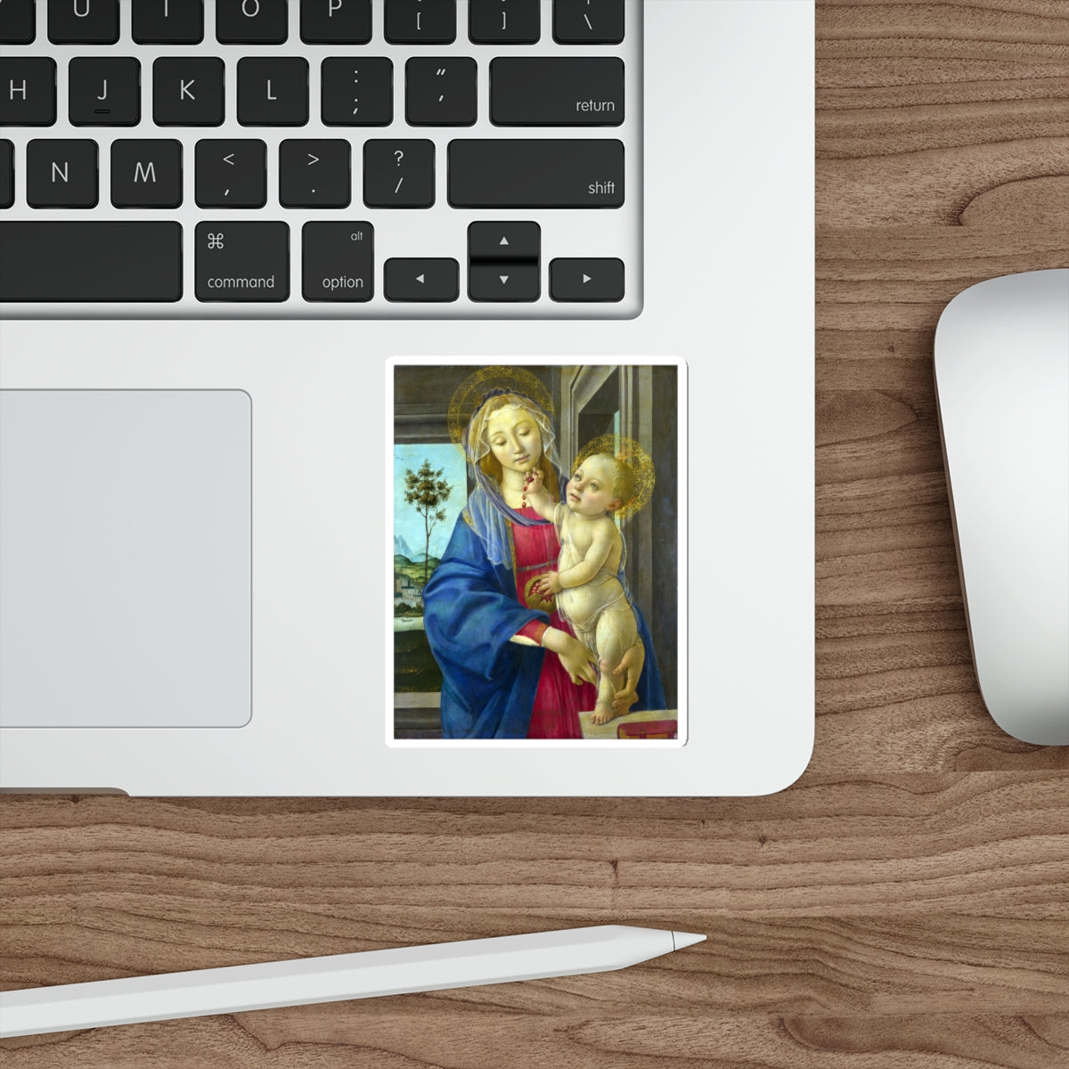 Workshop of Sandro Botticelli - The Virgin and Child with a Pomegranate (Artwork) STICKER Vinyl Die-Cut Decal-The Sticker Space