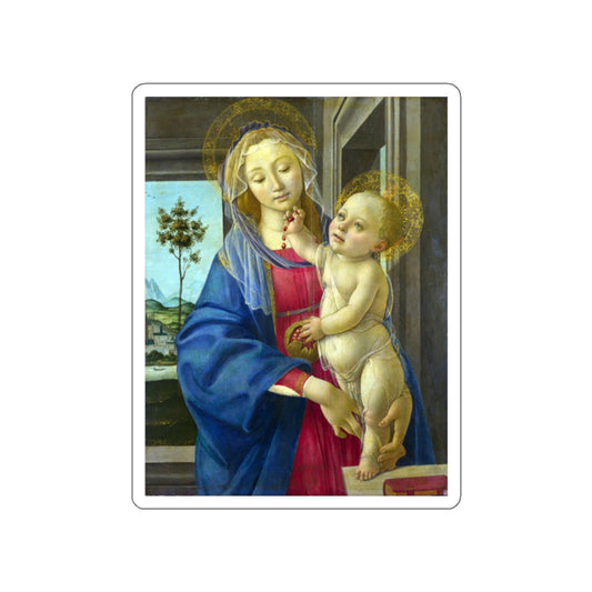 Workshop of Sandro Botticelli - The Virgin and Child with a Pomegranate (Artwork) STICKER Vinyl Die-Cut Decal-White-The Sticker Space