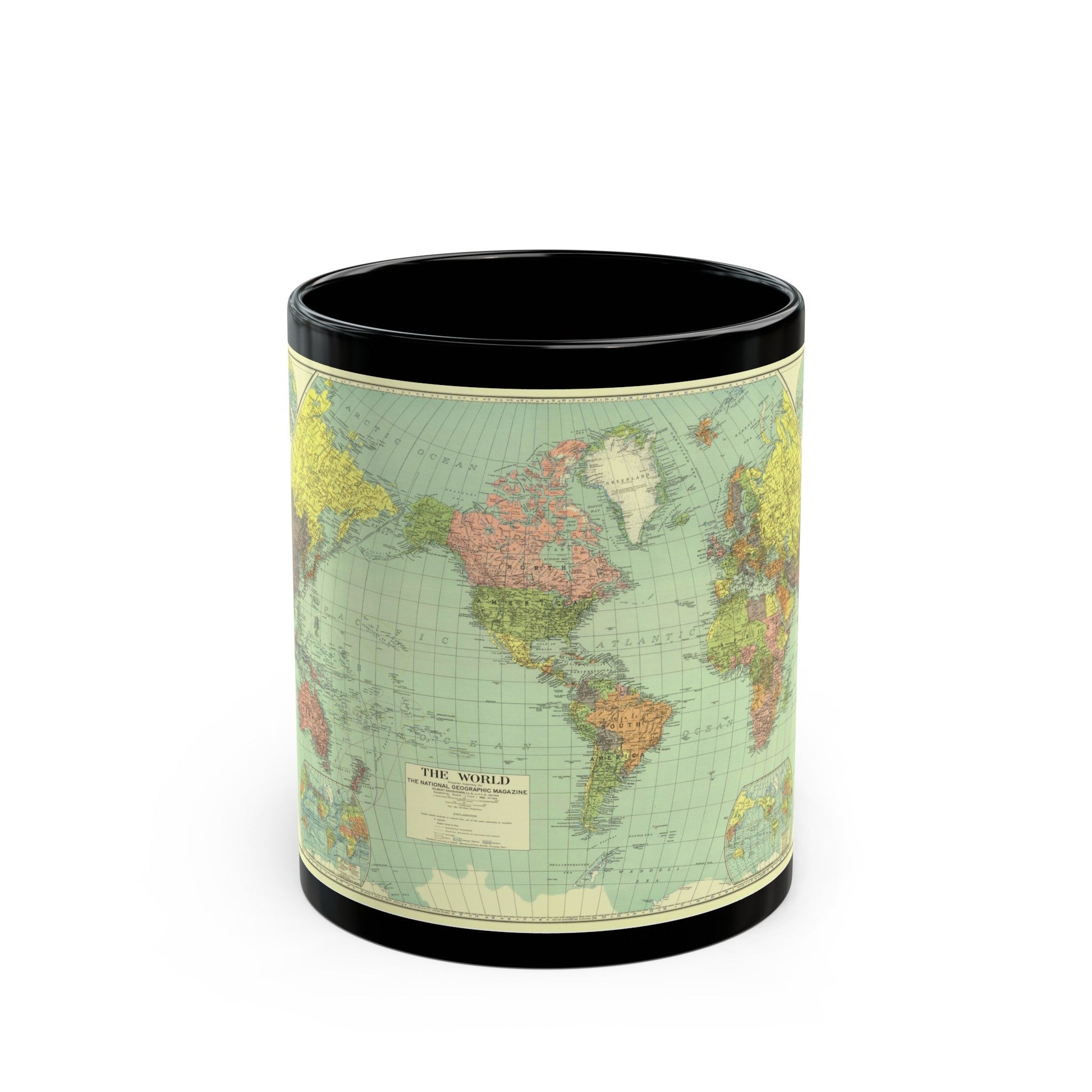 World Map (1932) (Map) Black Coffee Mug-11oz-The Sticker Space