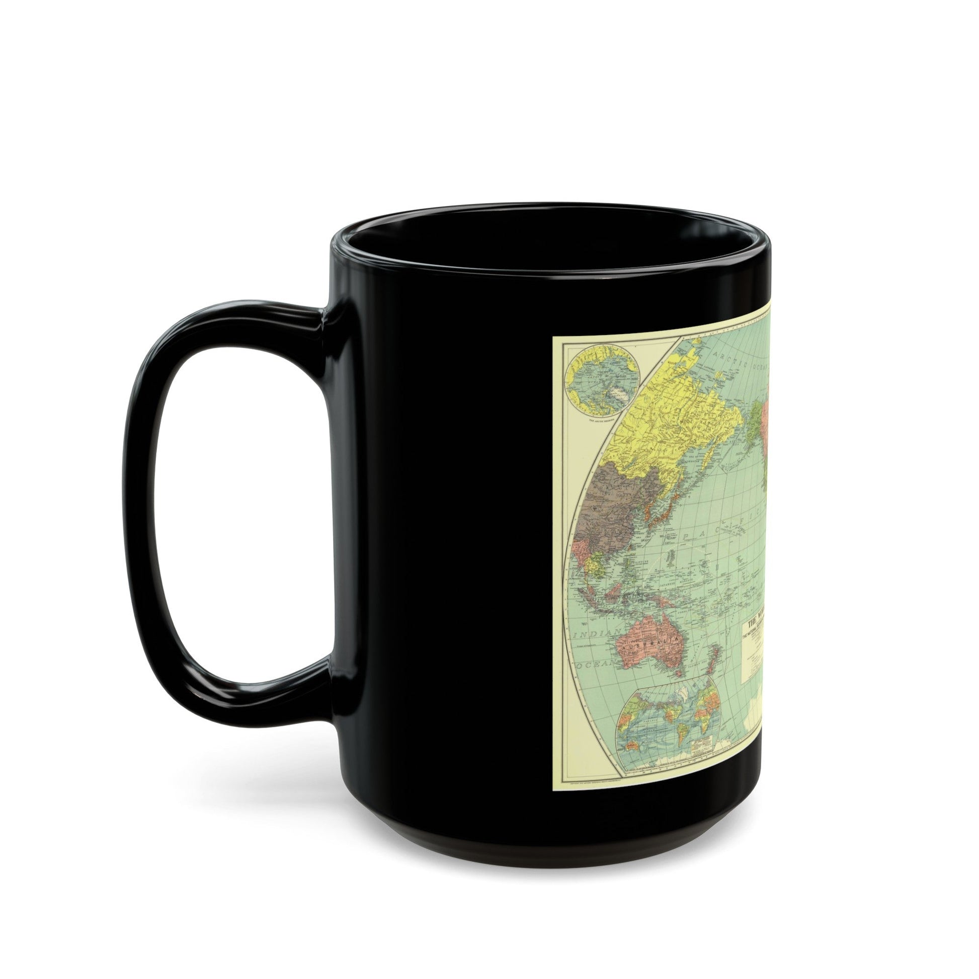 World Map (1932) (Map) Black Coffee Mug-The Sticker Space