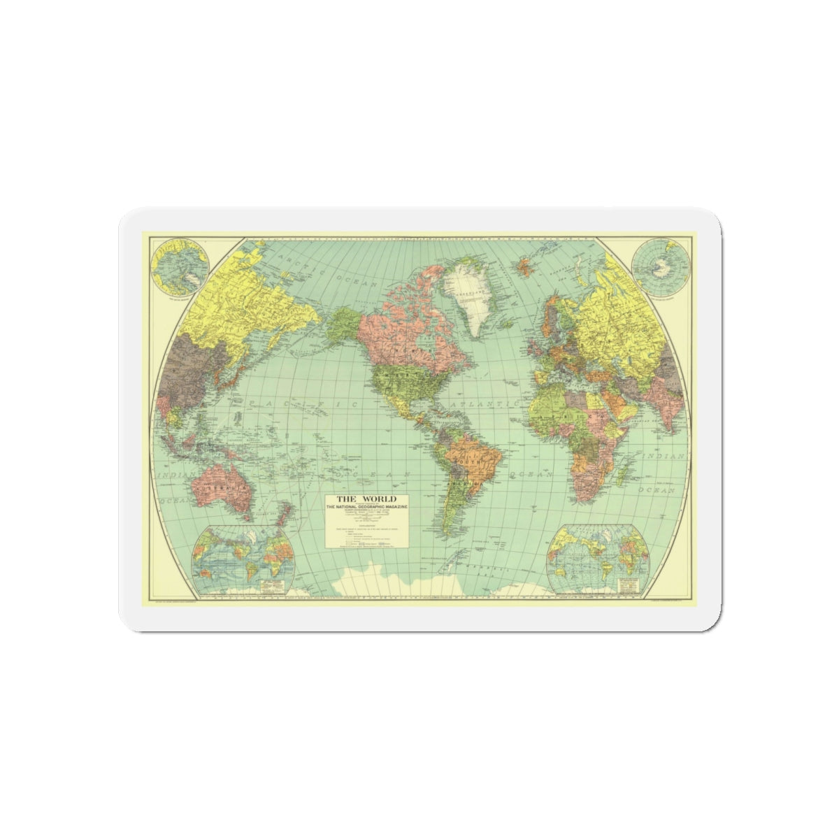 World Map (1932) (Map) Refrigerator Magnet-4" x 4"-The Sticker Space